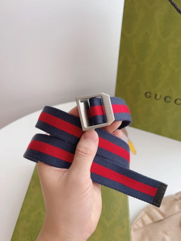 GUCCI WEB BELT WITH RECTANGULAR BUCKLE IN BLUE – B0187 - Image 8