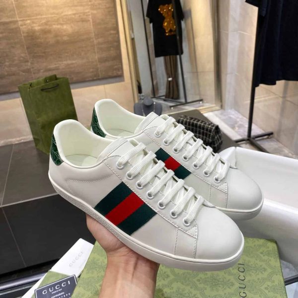 Gucci Ace Leather Sneaker With Green Crocodile – GC208 - Image 3