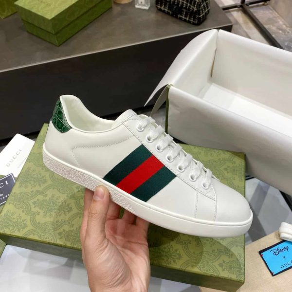 Gucci Ace Leather Sneaker With Green Crocodile – GC208 - Image 2
