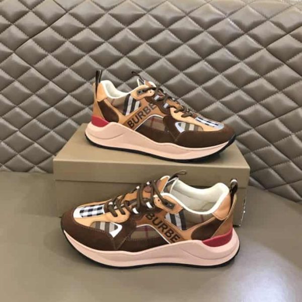 LOGO PRINT CHECK SUEDE AND MESH SNEAKERS – BBR109 - Image 5