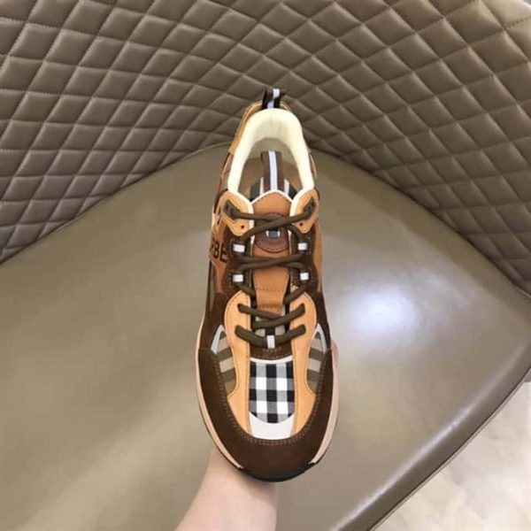 LOGO PRINT CHECK SUEDE AND MESH SNEAKERS – BBR109 - Image 7