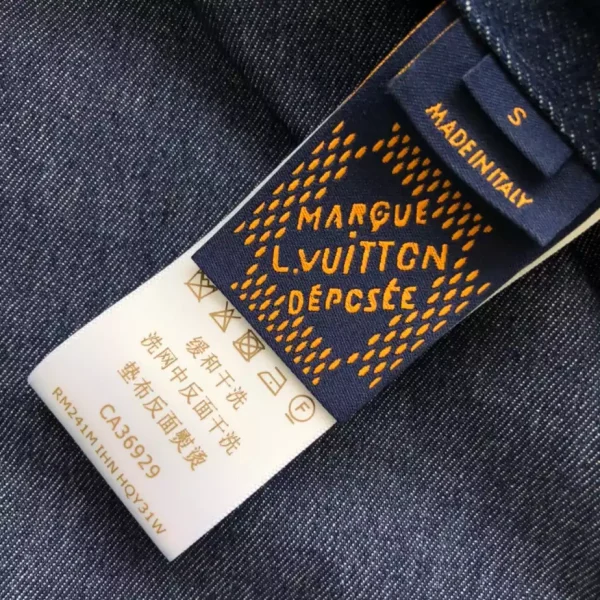 LV Embroidered Signature Short-Sleeved Denim Shirt – LVS031 - Image 6