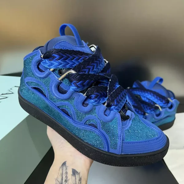 Lanvin Curb Leather Rhinestone Sneakers – LV025 - Image 2