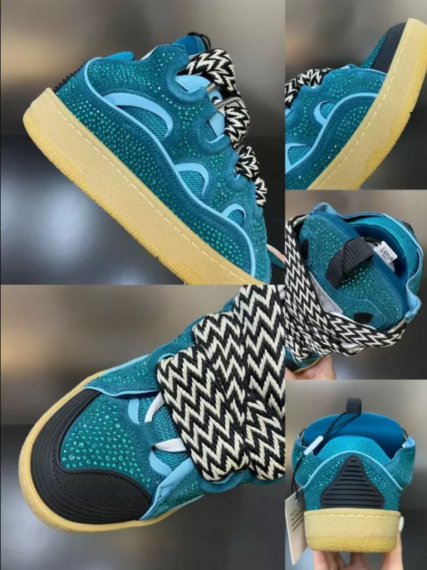 Lanvin Curb Leather Rhinestone Sneakers – LV030 - Image 3