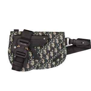 SADDLE POUCH BEIGE AND BLACK OBLIQUE JACQUARD – DR028