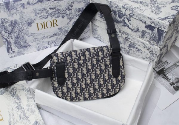 SADDLE POUCH BEIGE AND BLACK OBLIQUE JACQUARD – DR028 - Image 4