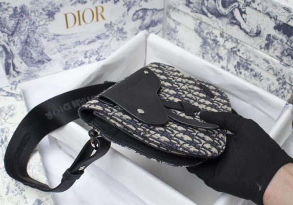 SADDLE POUCH BEIGE AND BLACK OBLIQUE JACQUARD – DR028 - Image 5