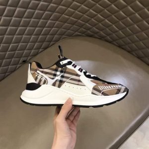 VINTAGE CHECK COTTON AND LEATHER SNEAKERS – BBR111