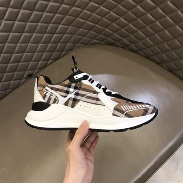VINTAGE CHECK COTTON AND LEATHER SNEAKERS – BBR111