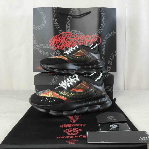 VERSACE BLACK RED AND MULTICOLOURED CHAIN REACTION SNEAKERS – VS18 - Image 2
