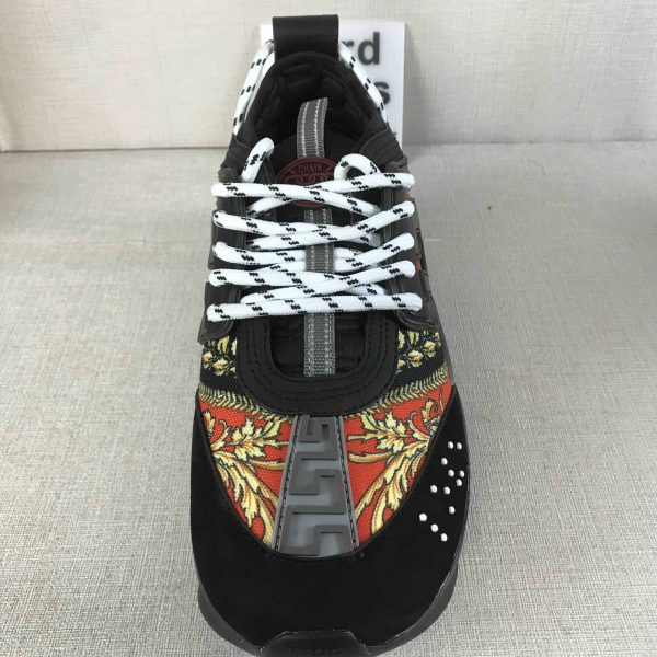 VERSACE BLACK RED AND MULTICOLOURED CHAIN REACTION SNEAKERS – VS18 - Image 3