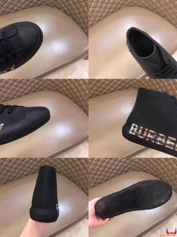 BURBERRY LOGO PRINT GABARDINE HIGH-TOP SNEAKERS – BBR82 - Image 10