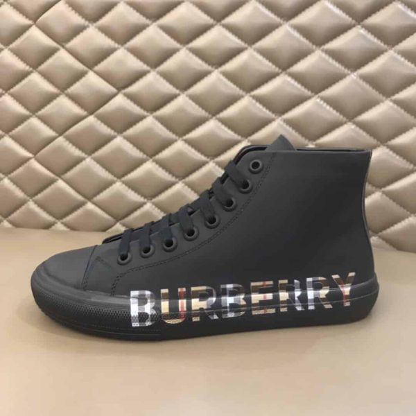 BURBERRY LOGO PRINT GABARDINE HIGH-TOP SNEAKERS – BBR82 - Image 6
