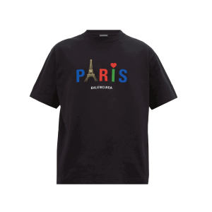 BALENCIAGA MEN’S BLACK MODE LOGO TEE – BB42