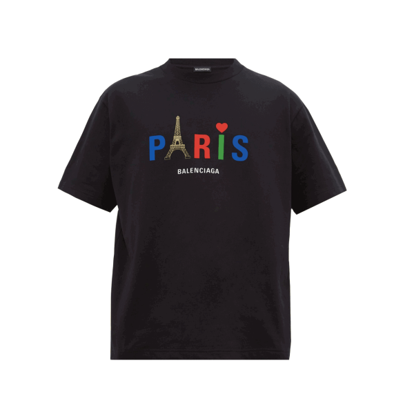 BALENCIAGA MEN’S BLACK MODE LOGO TEE – BB42
