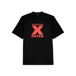 BALENCIAGA X-RATED BLACK COTTON-JERSEY T-SHIRT – BB39