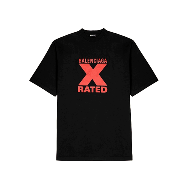 BALENCIAGA X-RATED BLACK COTTON-JERSEY T-SHIRT – BB39