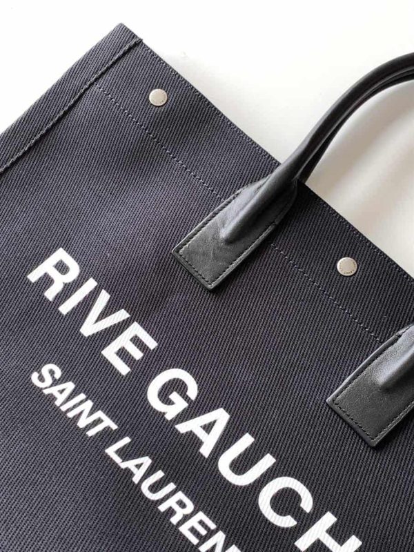 RIVE GAUCHE TOTE BAG IN LINEN AND LEATHER – WBY17 - Image 9