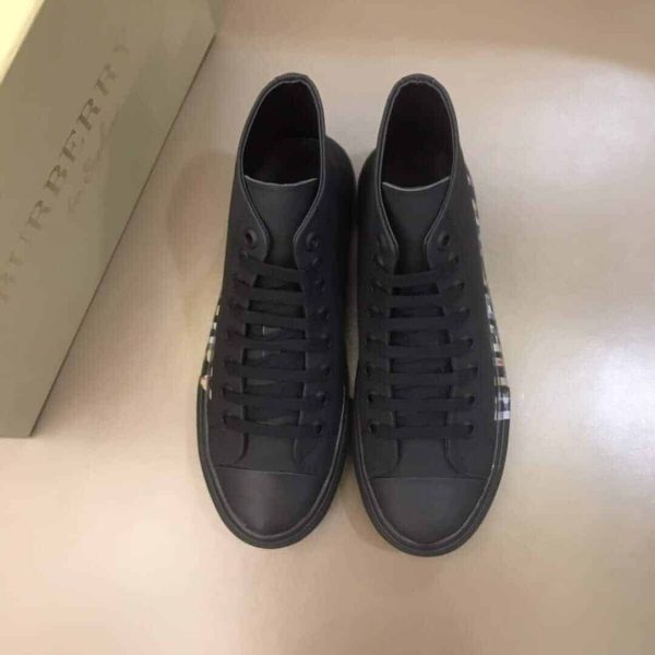 BURBERRY LOGO PRINT GABARDINE HIGH-TOP SNEAKERS – BBR82 - Image 9