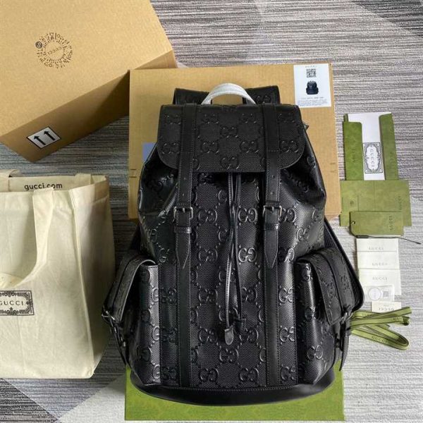 GG EMBOSSED BACKPACK IN BLACK LEATHER - Image 2