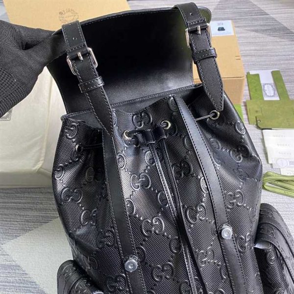 GG EMBOSSED BACKPACK IN BLACK LEATHER - Image 3