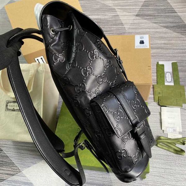 GG EMBOSSED BACKPACK IN BLACK LEATHER - Image 5