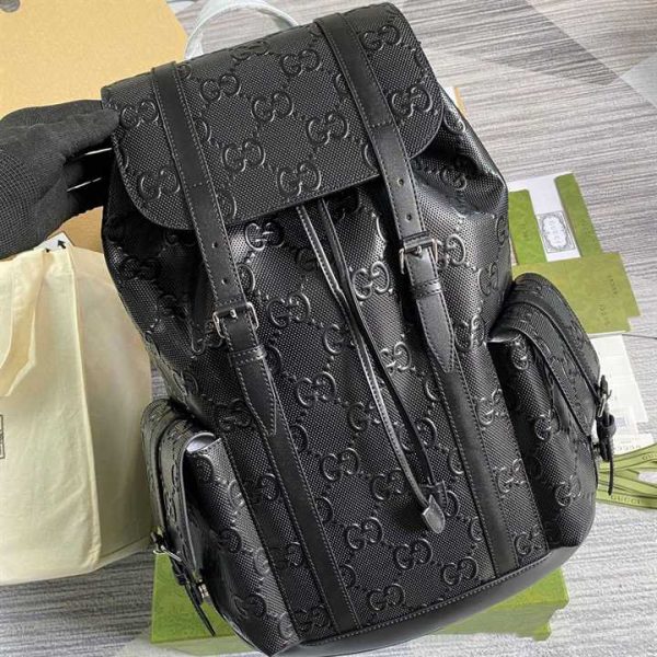 GG EMBOSSED BACKPACK IN BLACK LEATHER - Image 6
