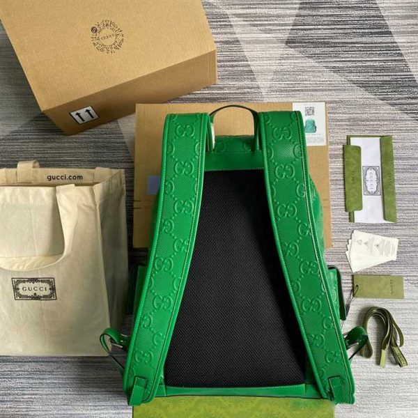 GG EMBOSSED BACKPACK IN GREEN LEATHER - Image 3