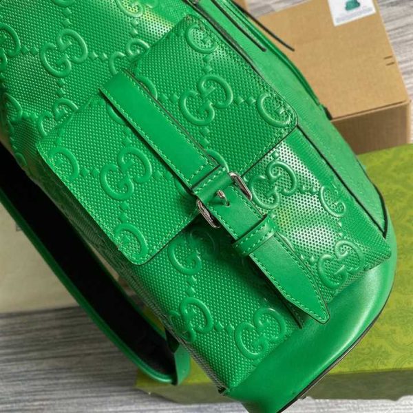 GG EMBOSSED BACKPACK IN GREEN LEATHER - Image 4