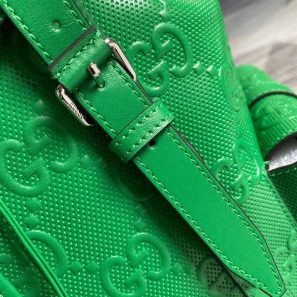 GG EMBOSSED BACKPACK IN GREEN LEATHER - Image 6