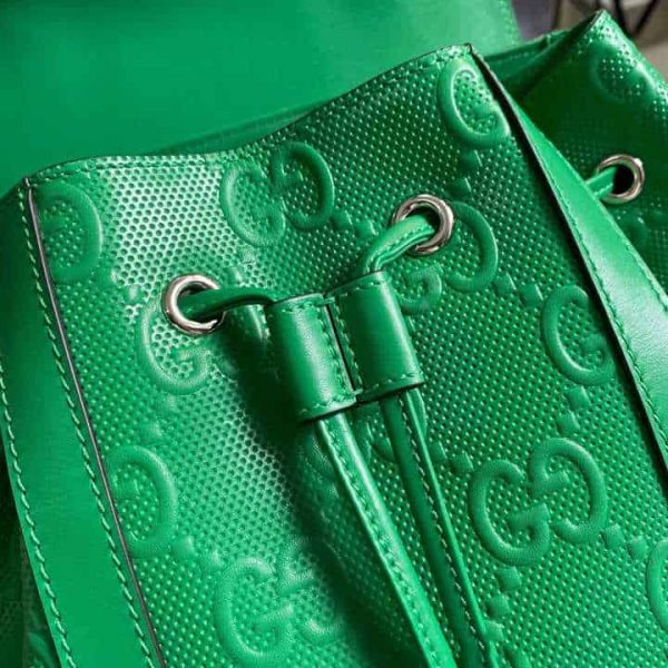 GG EMBOSSED BACKPACK IN GREEN LEATHER - Image 7