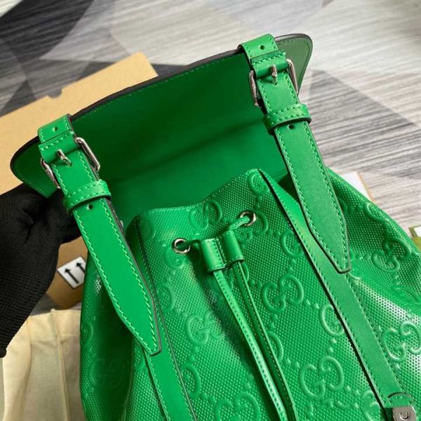 GG EMBOSSED BACKPACK IN GREEN LEATHER - Image 8