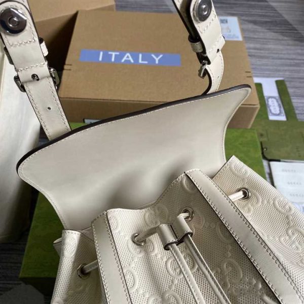 GG EMBOSSED BACKPACK IN WHITE LEATHER - Image 3