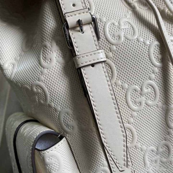 GG EMBOSSED BACKPACK IN WHITE LEATHER - Image 4