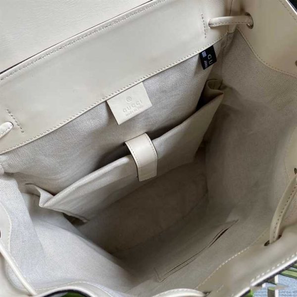 GG EMBOSSED BACKPACK IN WHITE LEATHER - Image 5