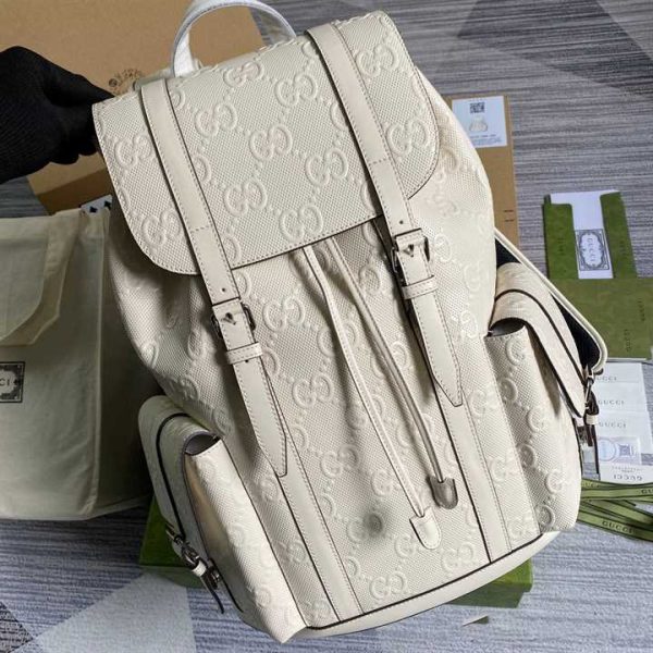 GG EMBOSSED BACKPACK IN WHITE LEATHER - Image 6