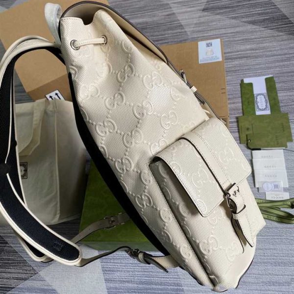 GG EMBOSSED BACKPACK IN WHITE LEATHER - Image 8