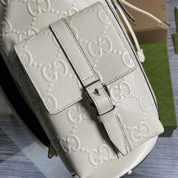 GG EMBOSSED BACKPACK IN WHITE LEATHER - Image 9