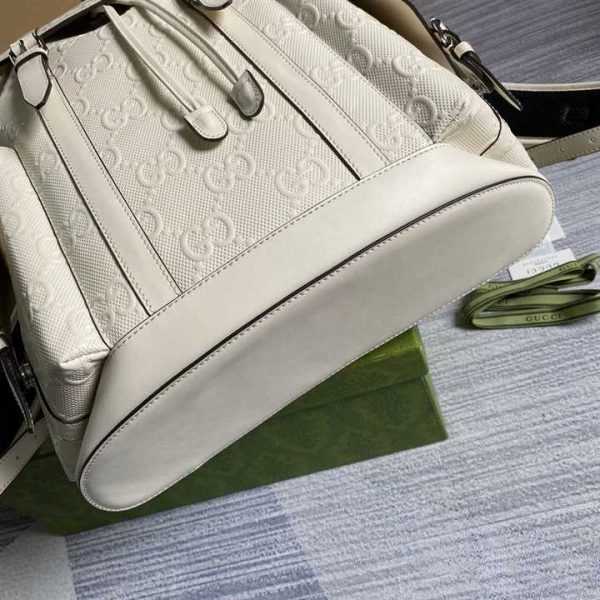 GG EMBOSSED BACKPACK IN WHITE LEATHER - Image 10