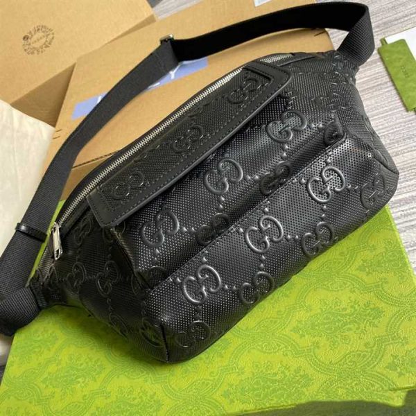GG EMBOSSED BELT BAG IN BLACK GG EMBOSSED LEATHER - Image 9