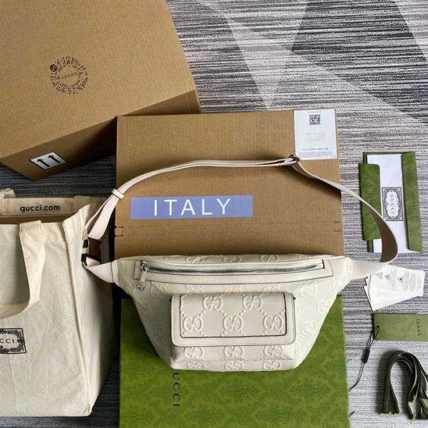 GG EMBOSSED BELT BAG IN WHITE GG EMBOSSED LEATHER - Image 2