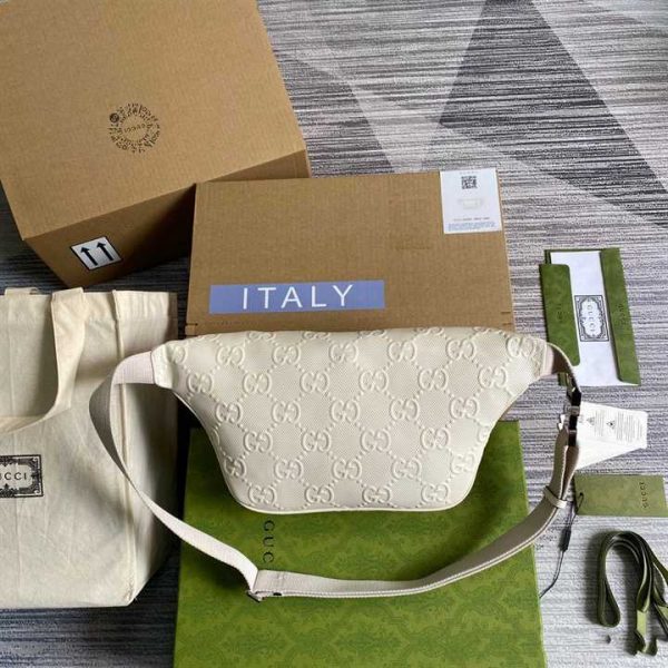 GG EMBOSSED BELT BAG IN WHITE GG EMBOSSED LEATHER - Image 6