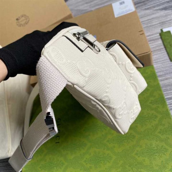 GG EMBOSSED BELT BAG IN WHITE GG EMBOSSED LEATHER - Image 8