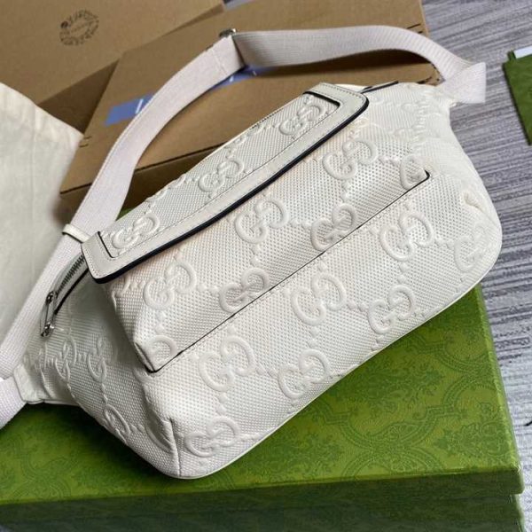 GG EMBOSSED BELT BAG IN WHITE GG EMBOSSED LEATHER - Image 9