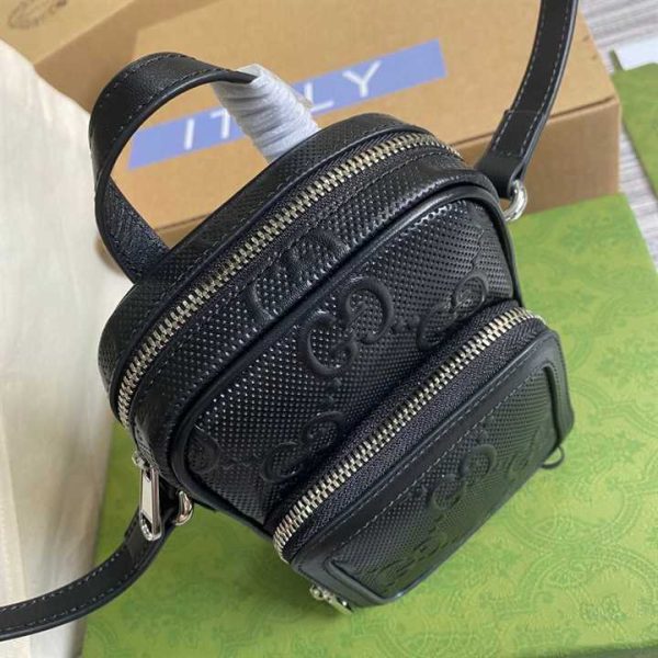 GG EMBOSSED MINI BAG IN BLACK LEATHER - Image 4