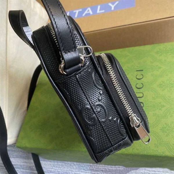 GG EMBOSSED MINI BAG IN BLACK LEATHER - Image 9