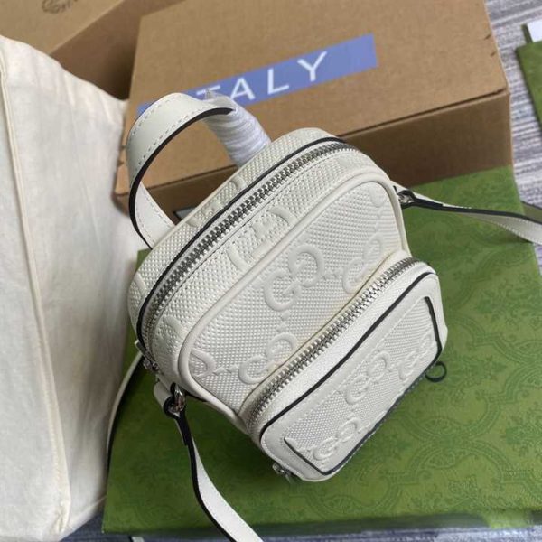 GG EMBOSSED MINI BAG IN WHITE LEATHER - Image 10