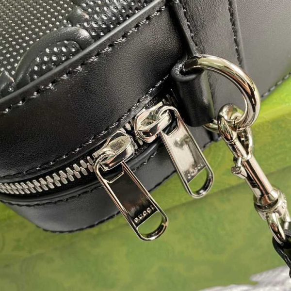 GUCCI GG EMBOSSED BRIEFCASE BLACK LEATHER COTTON LINEN LINING - Image 6
