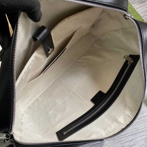 GUCCI GG EMBOSSED BRIEFCASE BLACK LEATHER COTTON LINEN LINING - Image 7