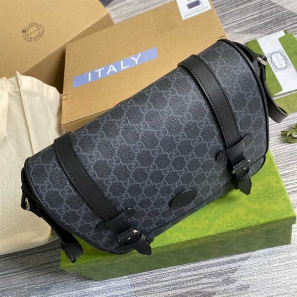 GUCCI MESSENGER BAG BLACK GG SUPREME CANVAS BLACK LEATHER TRIM - Image 3